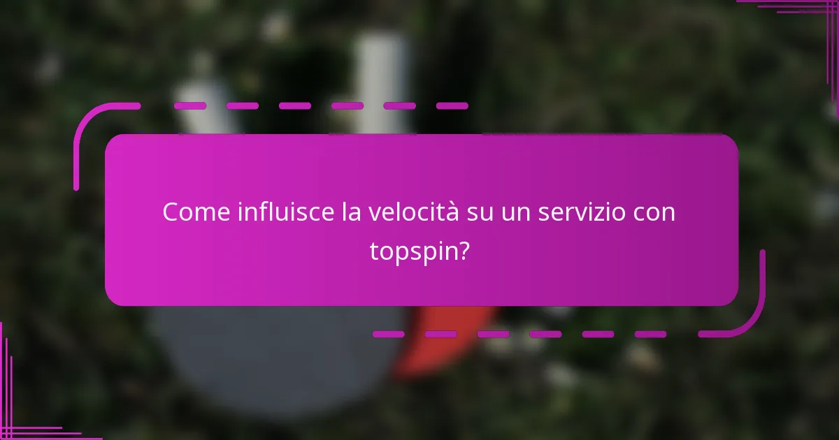 Come influisce la velocità su un servizio con topspin?