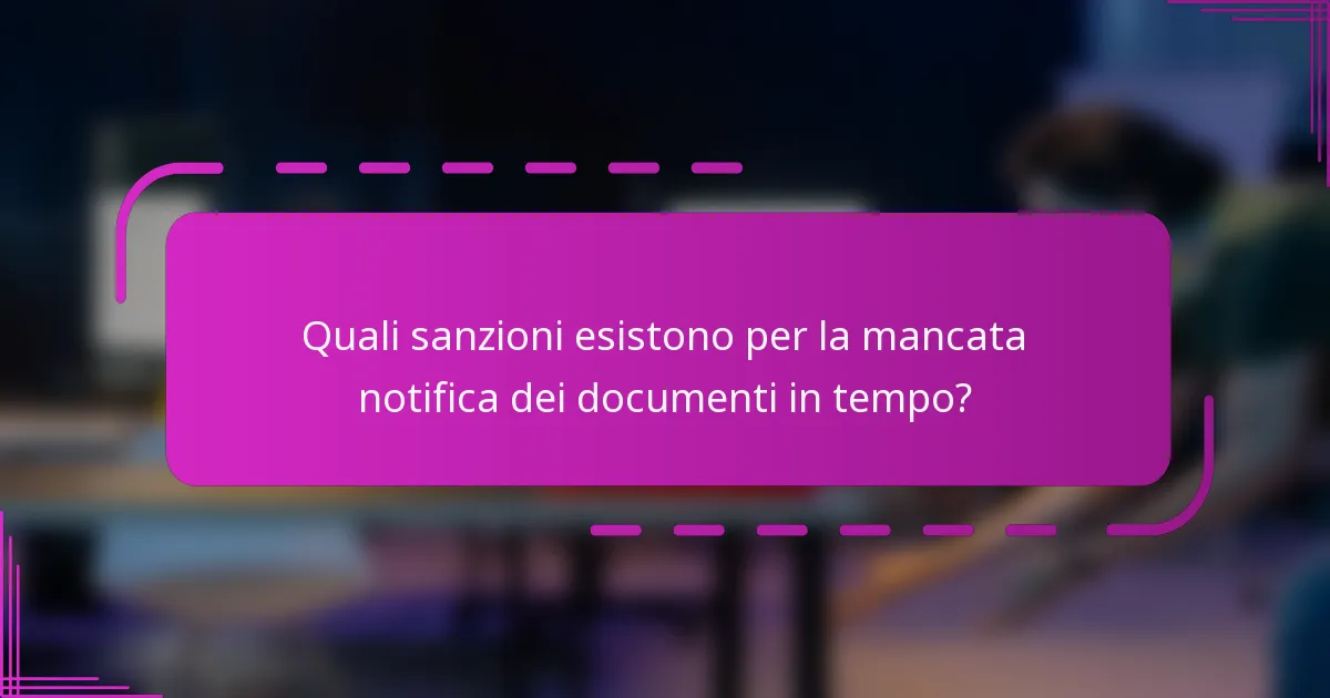 Quali sanzioni esistono per la mancata notifica dei documenti in tempo?