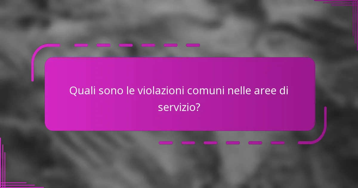 Quali sono le violazioni comuni nelle aree di servizio?